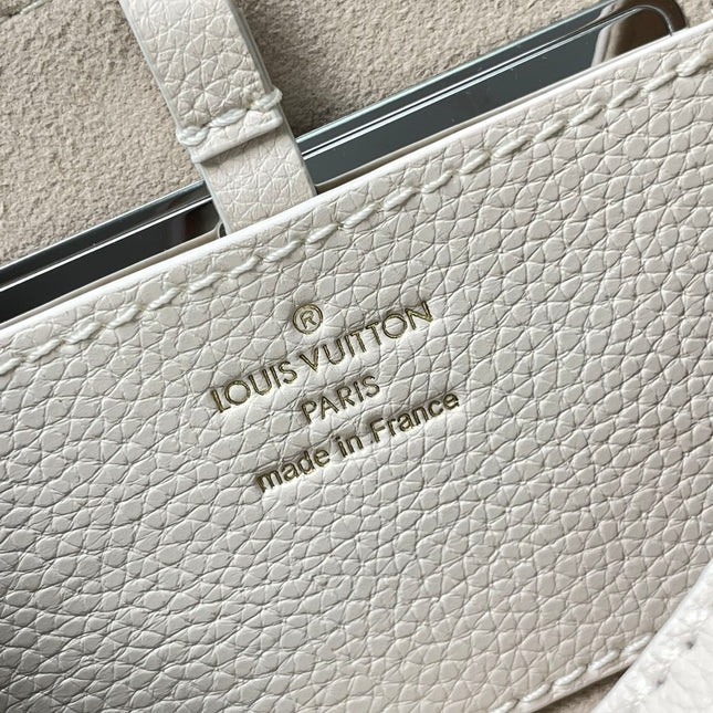 SOFT TWIST 27 IN WHITE CALFSKIN GOLD LOGO