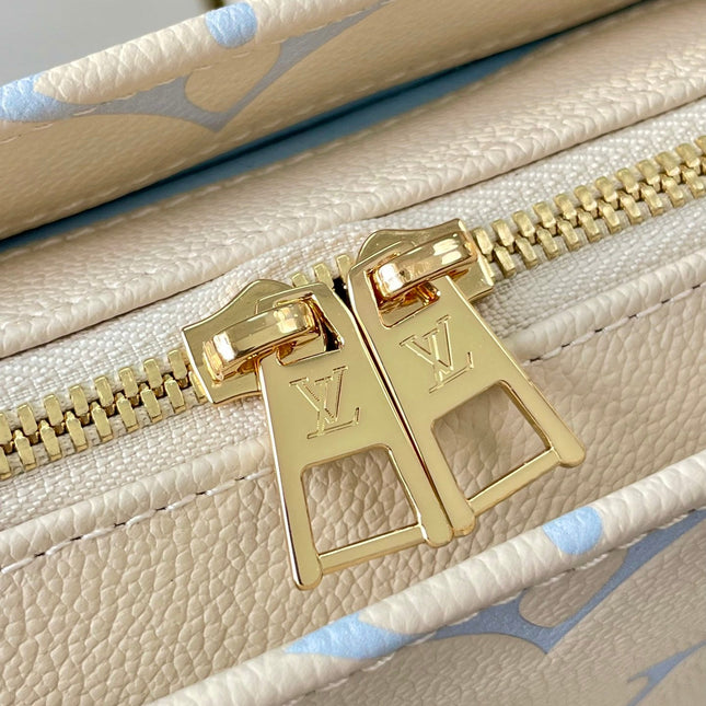 ONTHEGO 25 IN CREAM BLUE CALFSKIN GOLD HARDWARE
