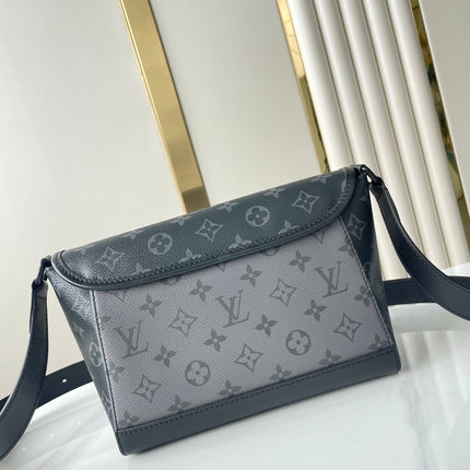 PULSE MESSENGER 26 IN GUN METAL MONOGRAM ECLIPSE COATED CANVAS