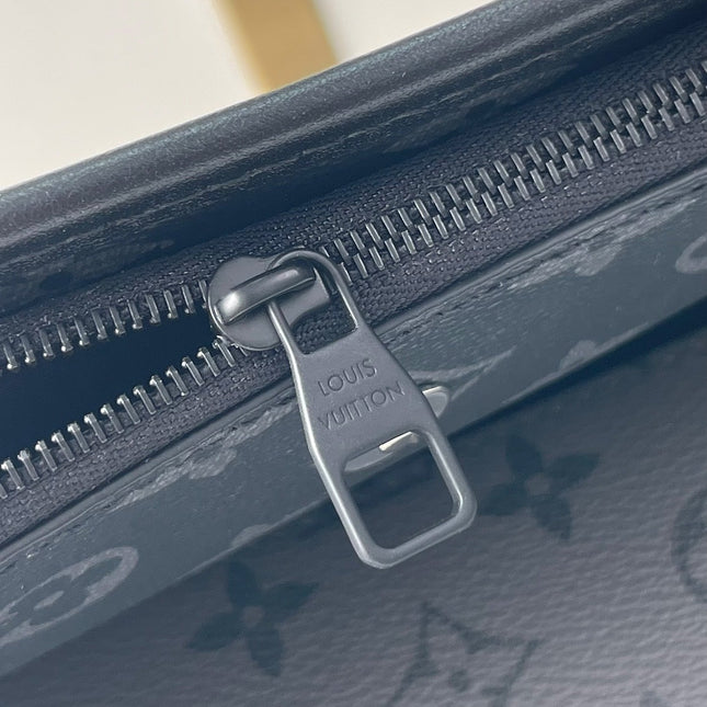 PULSE MESSENGER 26 IN GUN METAL MONOGRAM ECLIPSE COATED CANVAS