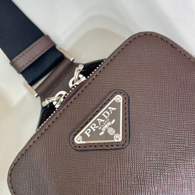 CHEST BAG 20 IN CHOCOLATE SAFFIANO LEATHER