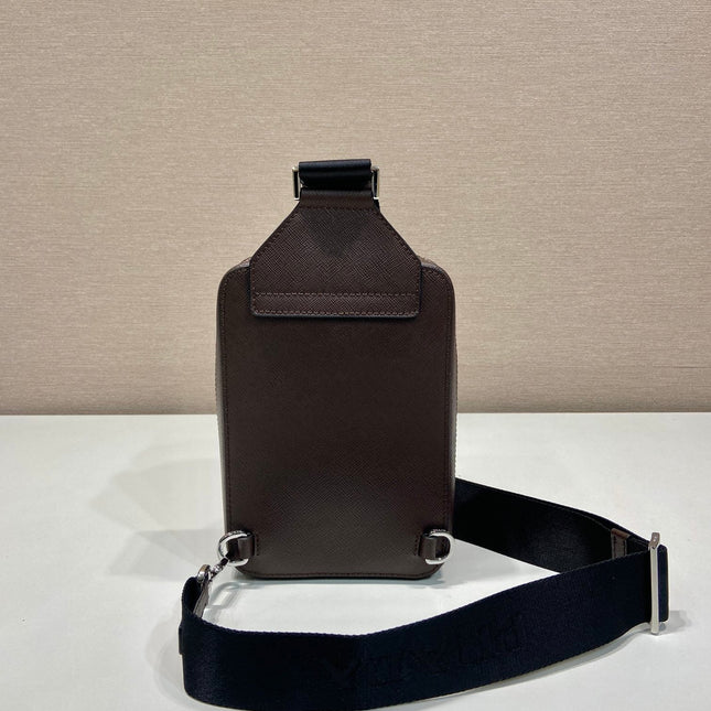 CHEST BAG 20 IN CHOCOLATE SAFFIANO LEATHER