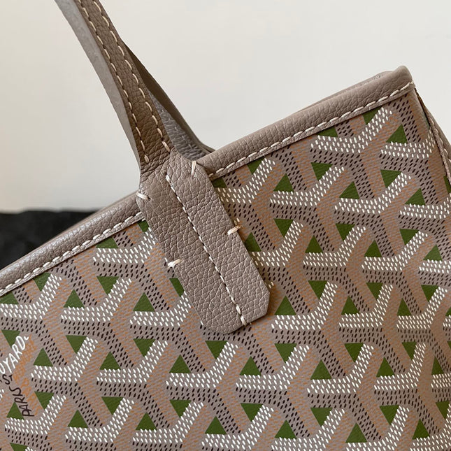 ANJOU MINI BAG 20 IN GREY MIX GREEN GOYARDINE CANVAS AND CALFSKIN