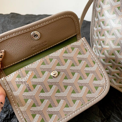 ANJOU MINI BAG 20 IN GREY MIX GREEN GOYARDINE CANVAS AND CALFSKIN