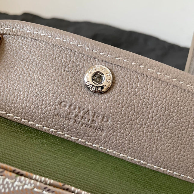 ANJOU MINI BAG 20 IN GREY MIX GREEN GOYARDINE CANVAS AND CALFSKIN