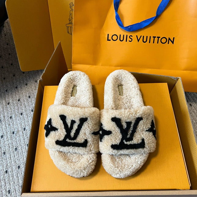 SLIPPER IN CAMEL BEIGE MIX BLACK FLEECE