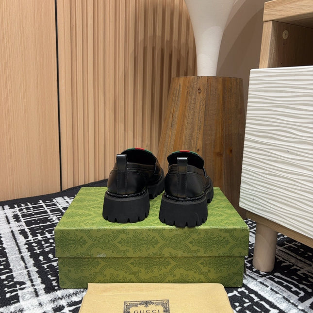 GG LOAFER WITH WEB IN BLACK CALFSKIN