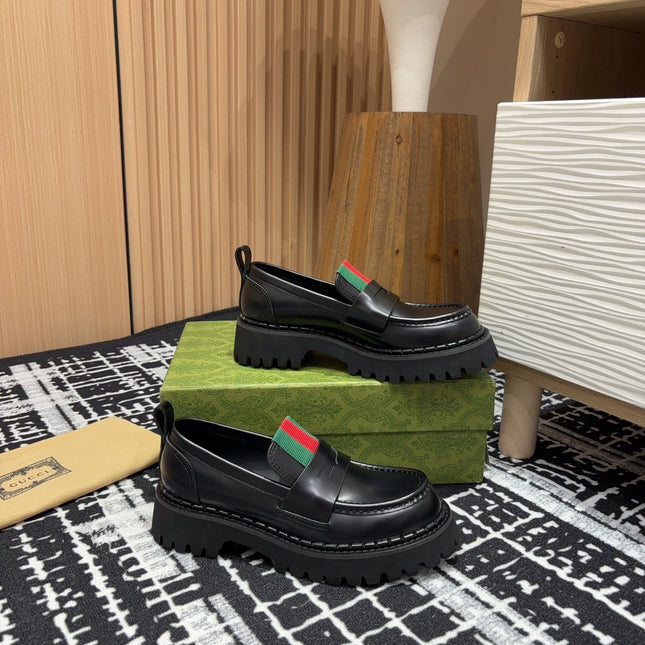 GG LOAFER WITH WEB IN BLACK CALFSKIN