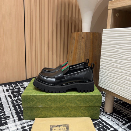 GG LOAFER WITH WEB IN BLACK CALFSKIN
