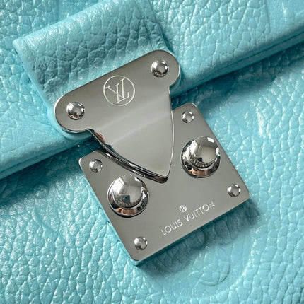 NANO MADELEINE 21 IN SKY BLUE EMBOSSED CALFSKIN SILVER HARDWARE
