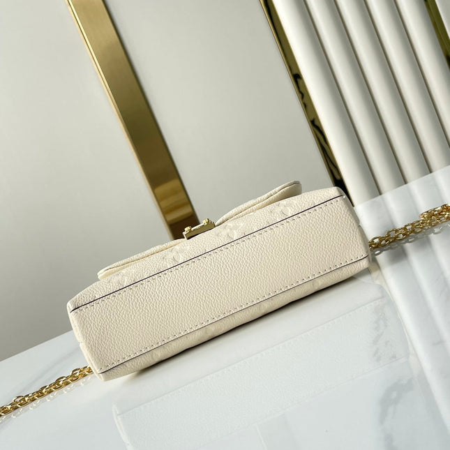NANO MADELEINE 21 IN CREAM EMBOSSED CALFSKIN GOLD HARDWARE