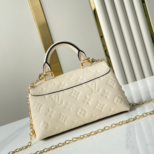 NANO MADELEINE 21 IN CREAM EMBOSSED CALFSKIN GOLD HARDWARE