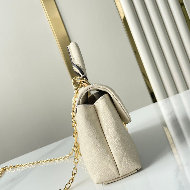 NANO MADELEINE 21 IN CREAM EMBOSSED CALFSKIN GOLD HARDWARE