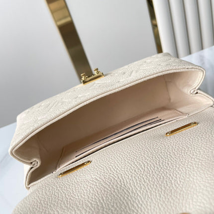 NANO MADELEINE 21 IN CREAM EMBOSSED CALFSKIN GOLD HARDWARE
