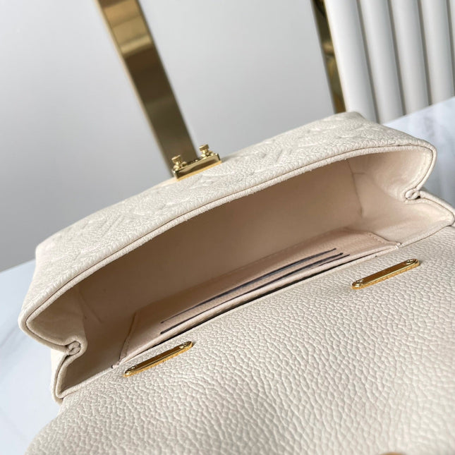NANO MADELEINE 21 IN CREAM EMBOSSED CALFSKIN GOLD HARDWARE