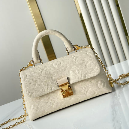 NANO MADELEINE 21 IN CREAM EMBOSSED CALFSKIN GOLD HARDWARE