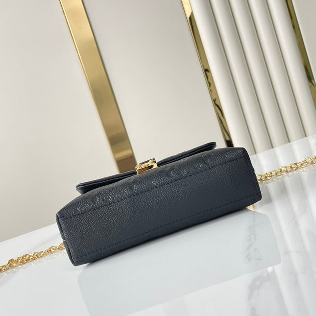 NANO MADELEINE 21 IN BLACK EMBOSSED CALFSKIN GOLD HARDWARE