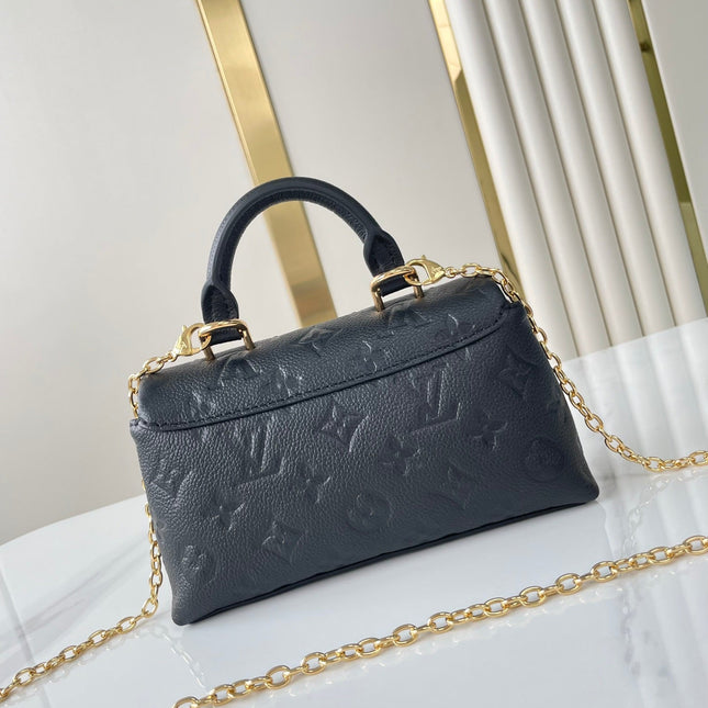 NANO MADELEINE 21 IN BLACK EMBOSSED CALFSKIN GOLD HARDWARE