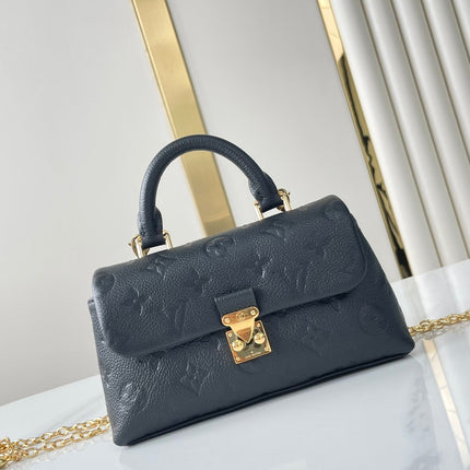 NANO MADELEINE 21 IN BLACK EMBOSSED CALFSKIN GOLD HARDWARE