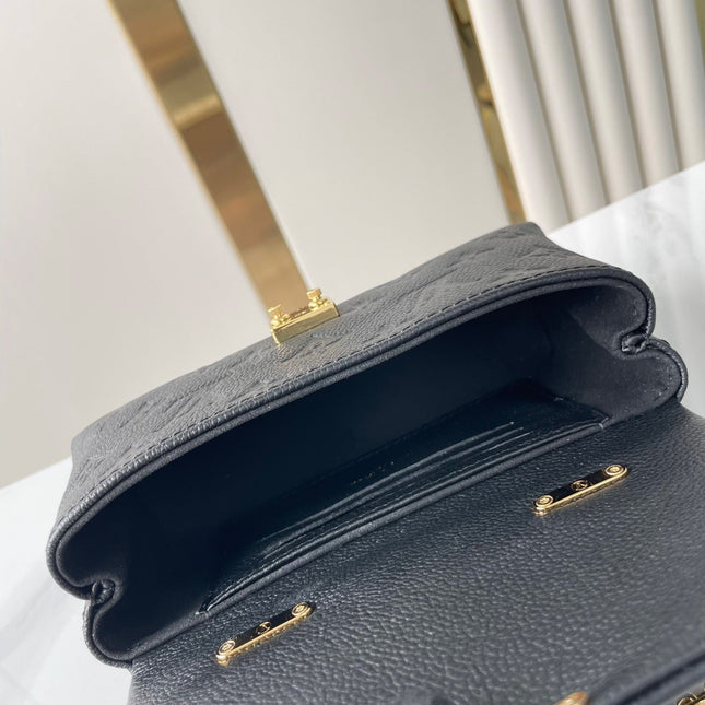 NANO MADELEINE 21 IN BLACK EMBOSSED CALFSKIN GOLD HARDWARE