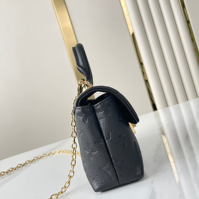 NANO MADELEINE 21 IN BLACK EMBOSSED CALFSKIN GOLD HARDWARE
