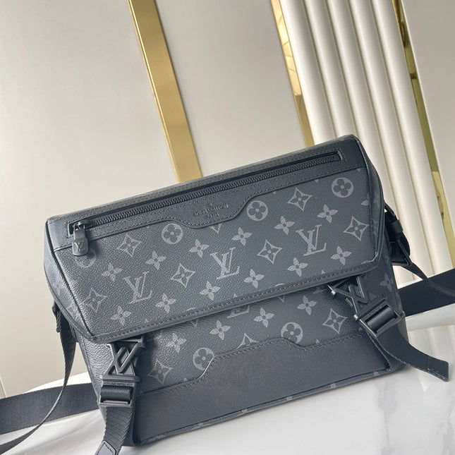 MESSENGER VOYAGER PM 33 IN GUN METAL MONOGRAM ECLIPSE CANVAS