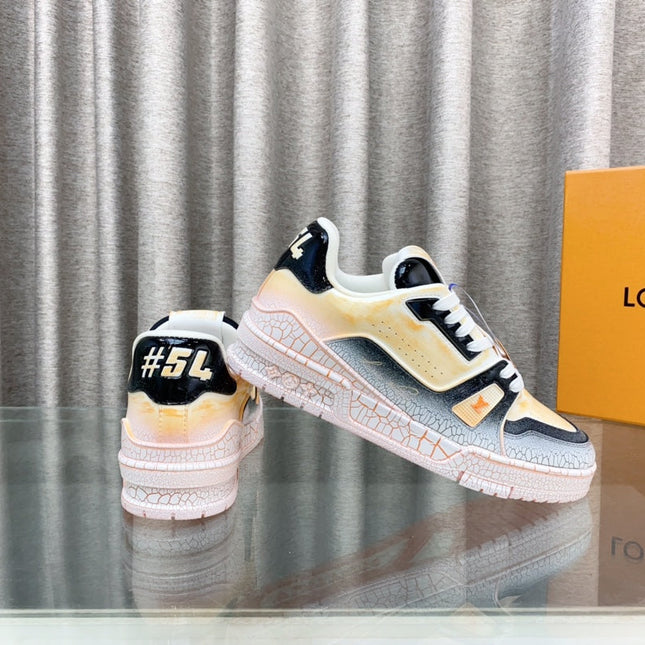 LV TRAINER SNEAKERS IN LIGHT ORANGE OMBRE MIX COLORFUL CALFSKIN