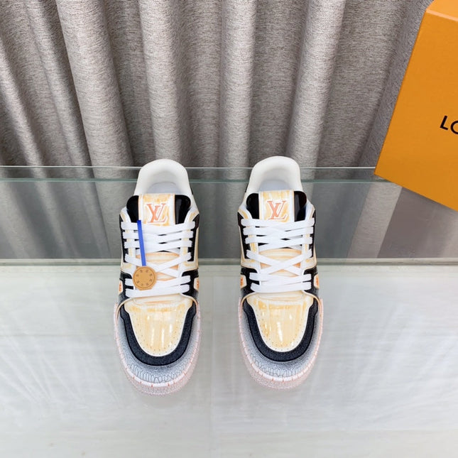 LV TRAINER SNEAKERS IN LIGHT ORANGE OMBRE MIX COLORFUL CALFSKIN