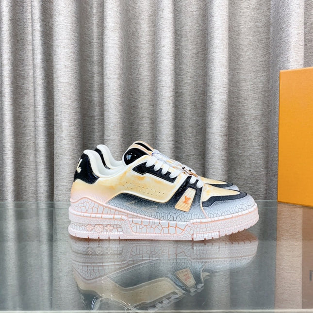 LV TRAINER SNEAKERS IN LIGHT ORANGE OMBRE MIX COLORFUL CALFSKIN