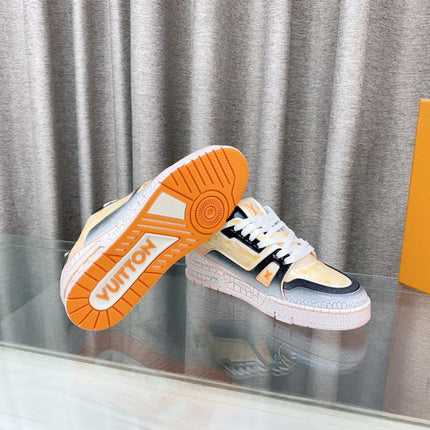 LV TRAINER SNEAKERS IN LIGHT ORANGE OMBRE MIX COLORFUL CALFSKIN
