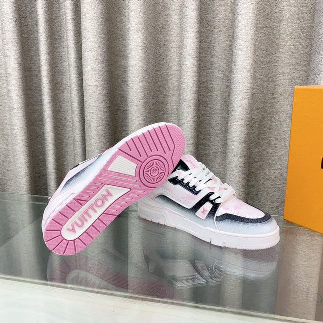 LV TRAINER SNEAKERS IN LIGHT PINK OMBRE MIX COLORFUL CALFSKIN