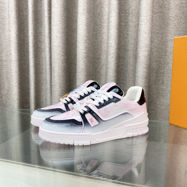 LV TRAINER SNEAKERS IN LIGHT PINK OMBRE MIX COLORFUL CALFSKIN
