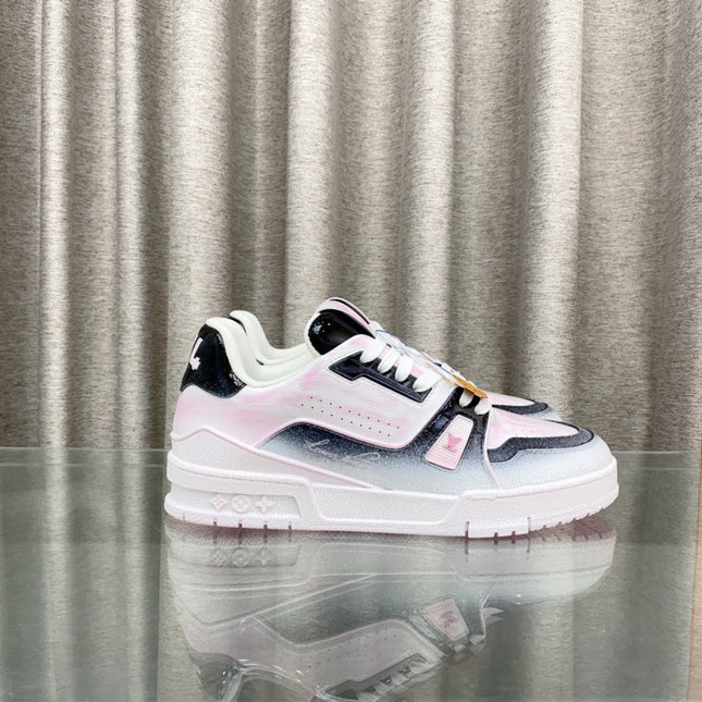 LV TRAINER SNEAKERS IN LIGHT PINK OMBRE MIX COLORFUL CALFSKIN