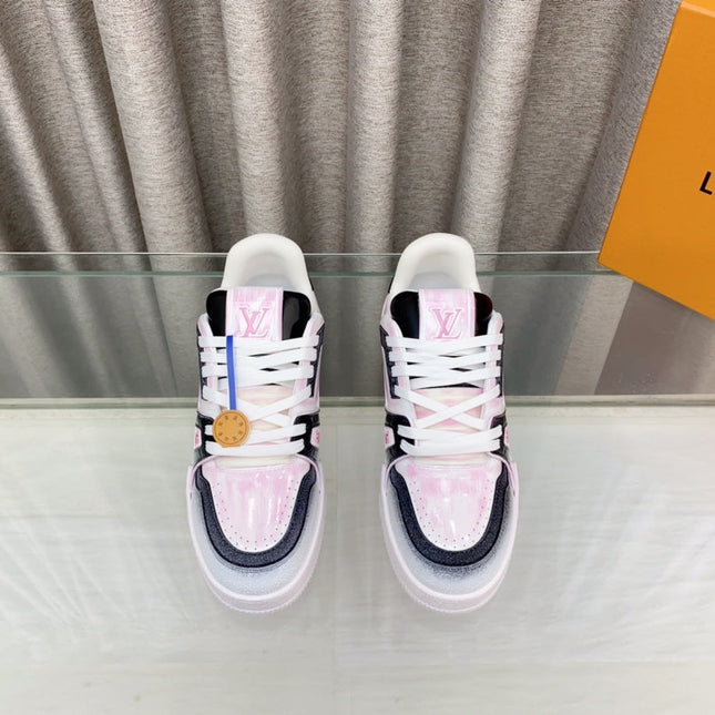 LV TRAINER SNEAKERS IN LIGHT PINK OMBRE MIX COLORFUL CALFSKIN