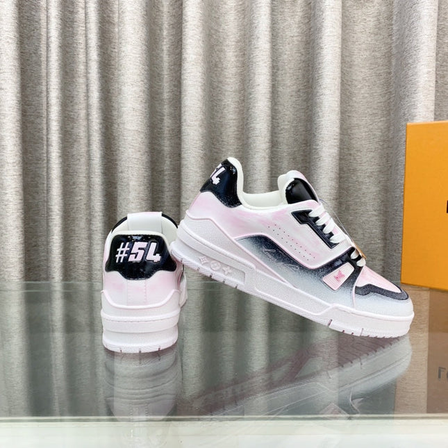 LV TRAINER SNEAKERS IN LIGHT PINK OMBRE MIX COLORFUL CALFSKIN