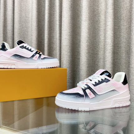LV TRAINER SNEAKERS IN LIGHT PINK OMBRE MIX COLORFUL CALFSKIN