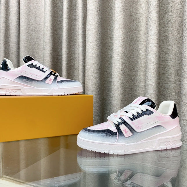 LV TRAINER SNEAKERS IN LIGHT PINK OMBRE MIX COLORFUL CALFSKIN