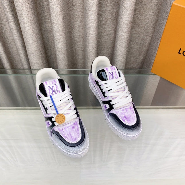 LV TRAINER SNEAKERS IN LIGHT PURPLE OMBRE MIX COLORFUL CALFSKIN