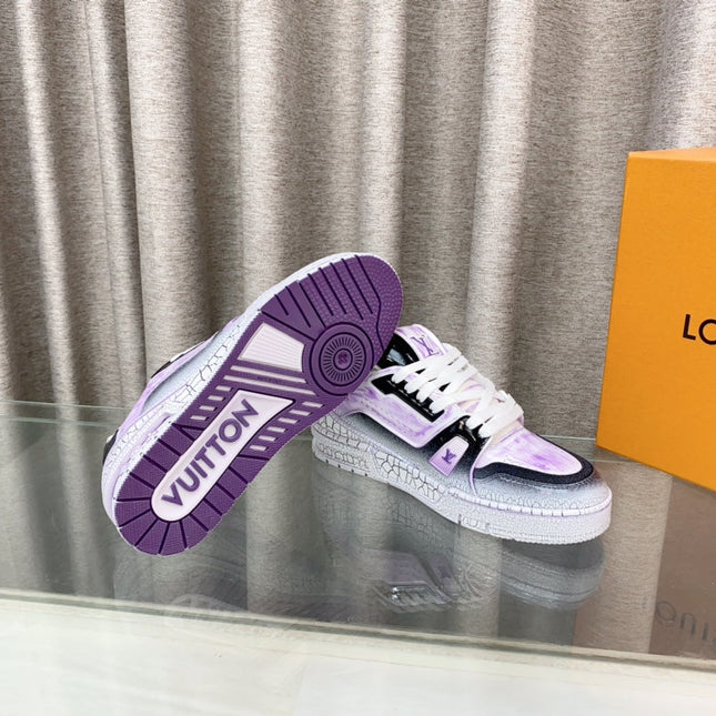 LV TRAINER SNEAKERS IN LIGHT PURPLE OMBRE MIX COLORFUL CALFSKIN