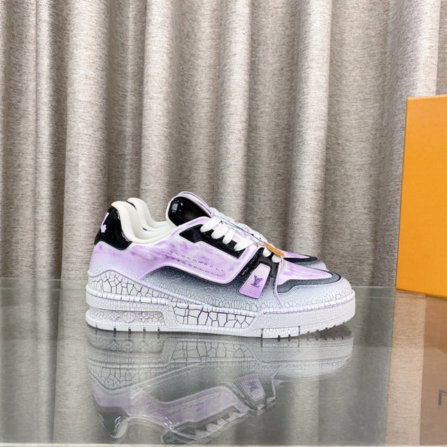 LV TRAINER SNEAKERS IN LIGHT PURPLE OMBRE MIX COLORFUL CALFSKIN