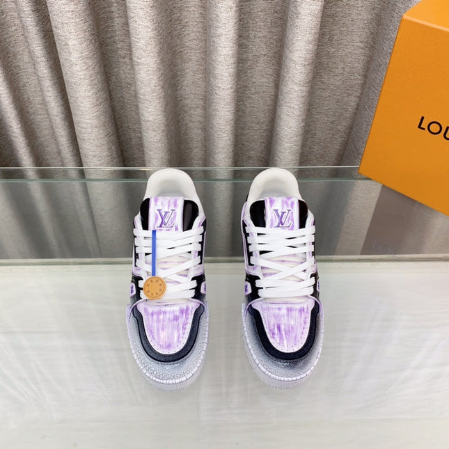 LV TRAINER SNEAKERS IN LIGHT PURPLE OMBRE MIX COLORFUL CALFSKIN