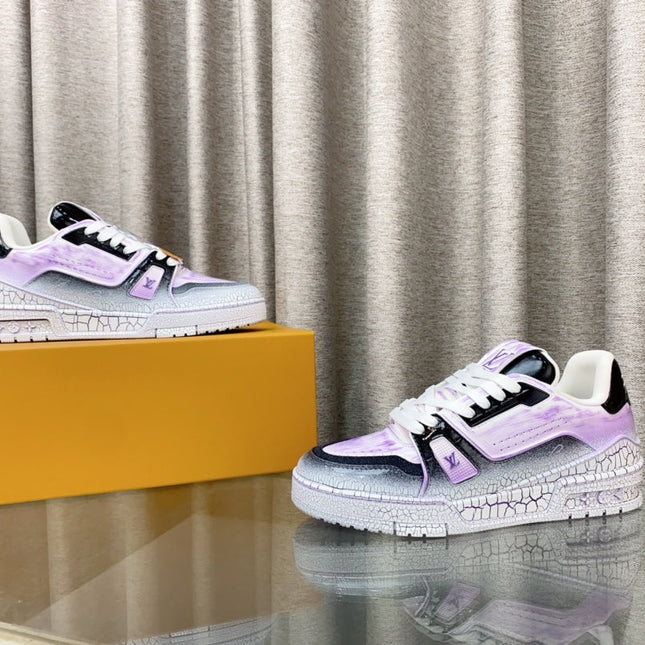 LV TRAINER SNEAKERS IN LIGHT PURPLE OMBRE MIX COLORFUL CALFSKIN