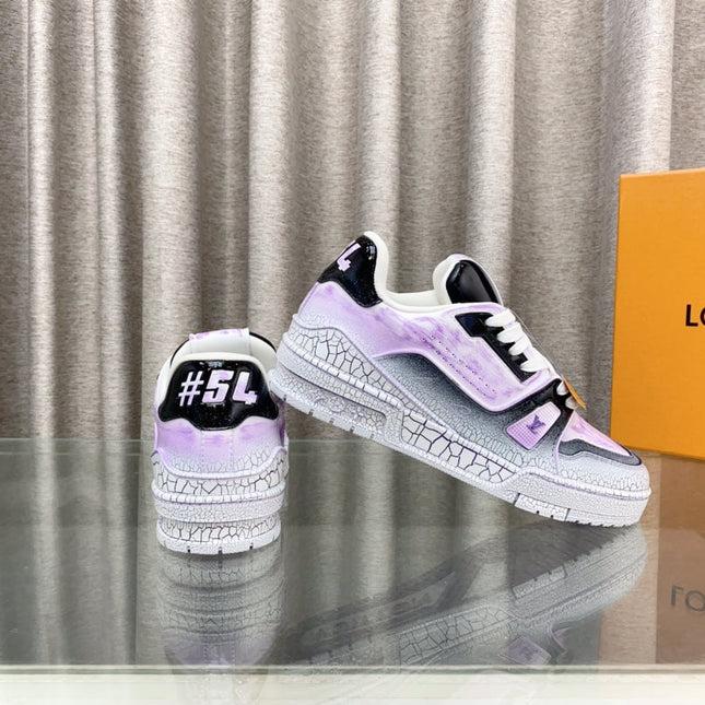 LV TRAINER SNEAKERS IN LIGHT PURPLE OMBRE MIX COLORFUL CALFSKIN