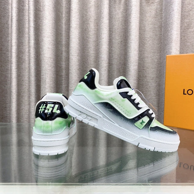 LV TRAINER SNEAKERS IN LIGHT GREEN OMBRE MIX COLORFUL CALFSKIN
