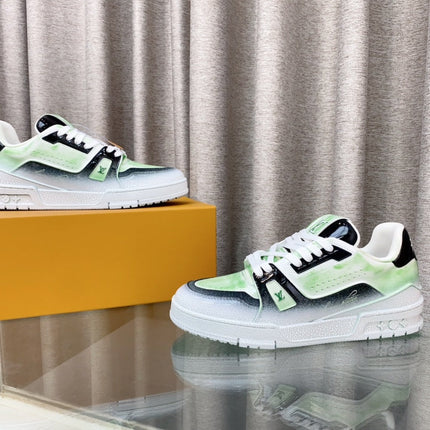 LV TRAINER SNEAKERS IN LIGHT GREEN OMBRE MIX COLORFUL CALFSKIN
