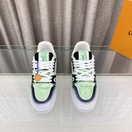 LV TRAINER SNEAKERS IN LIGHT GREEN OMBRE MIX COLORFUL CALFSKIN