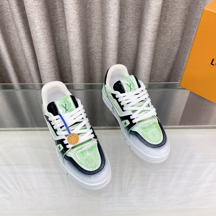 LV TRAINER SNEAKERS IN LIGHT GREEN OMBRE MIX COLORFUL CALFSKIN