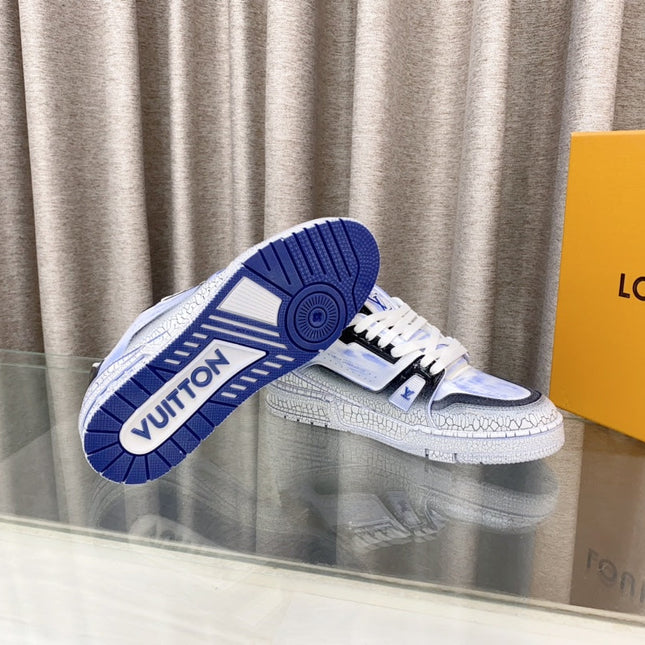 LV TRAINER SNEAKERS IN LIGHT BLUE OMBRE MIX COLORFUL CALFSKIN