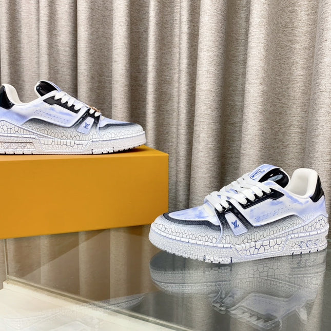 LV TRAINER SNEAKERS IN LIGHT BLUE OMBRE MIX COLORFUL CALFSKIN