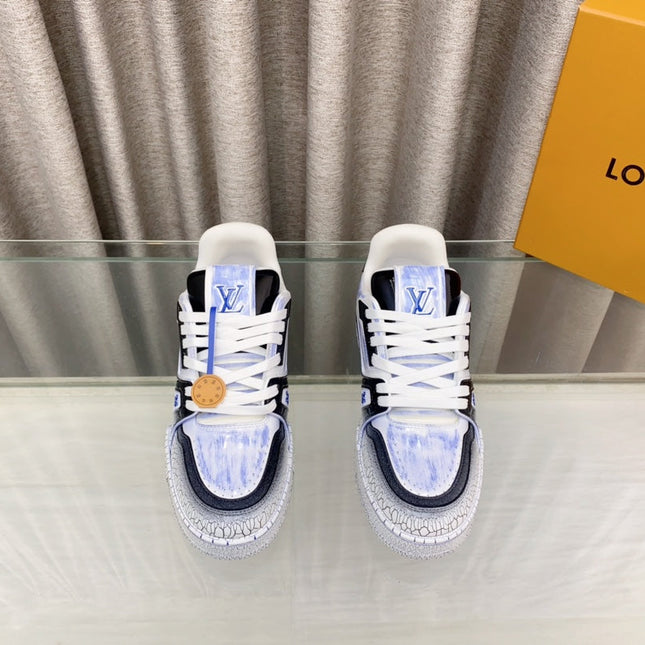 LV TRAINER SNEAKERS IN LIGHT BLUE OMBRE MIX COLORFUL CALFSKIN